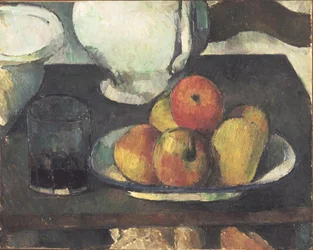 Nature morte avec pommes et verre de vin